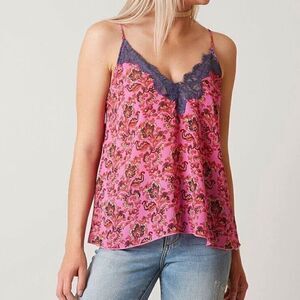 EUC Free People Printed Pink Pretty Thing Cami Top XS